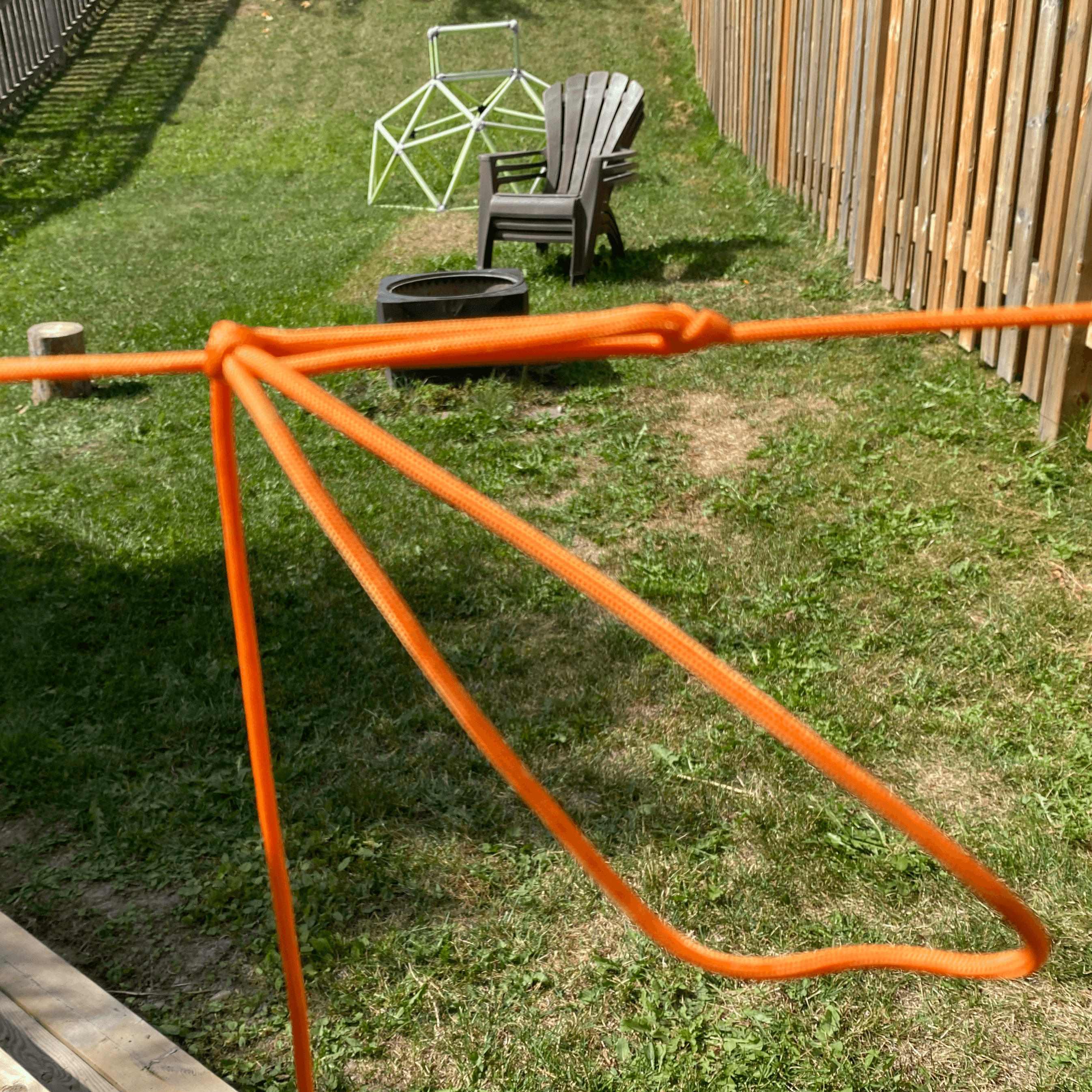 tighten loop around bite by pull bight towards the hand gripping the tensioned lines